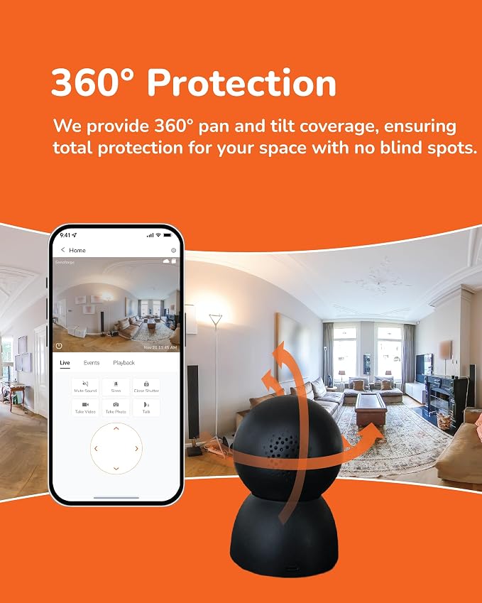 SensForge 2.5K Pan-Tilt Security Camera, 360° Dual-Band WiFi Camera - Image 4