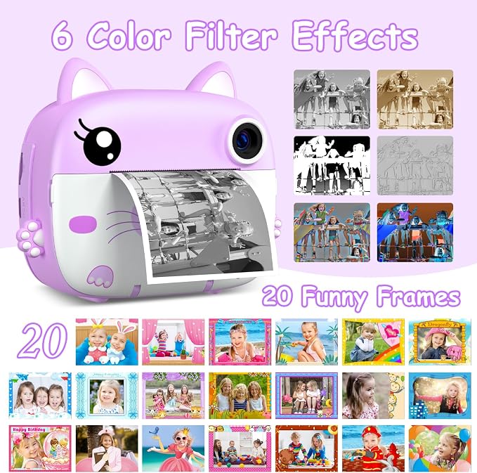 Kids Camera Instant Print, 3.0" HD Screen Kids Instant Cameras, Christmas - Image 5
