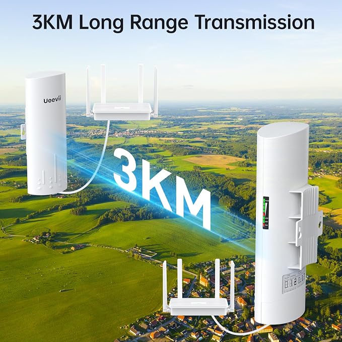 UeeVii CPE450 Wireless Bridge and WR3000K WiFi Router Kit, 5.8G 3KM Point to - Image 6