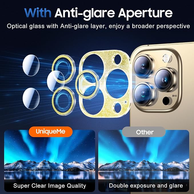UniqueMe 3 Packs Compatible for iPhone 13 Pro Max/iPhone 13 Pro Camera Lens - Image 4