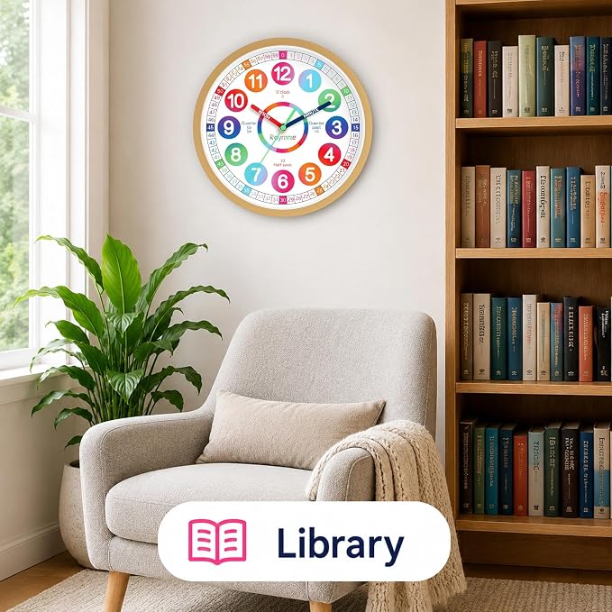 Roymnie Wall Clock Battery Operated Silent Non Ticking Teaching Time Analog - Image 6