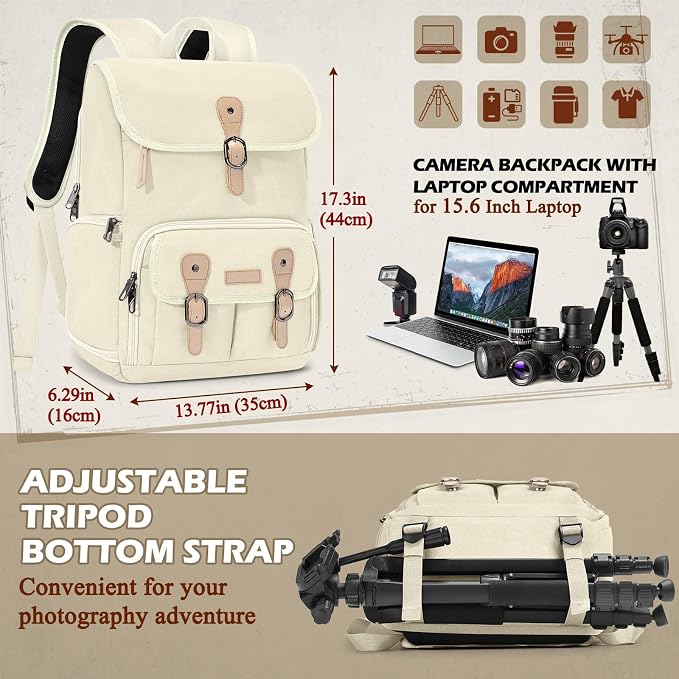 RAINSMORE Camera Bag Backpack for DSLR/SLR Mirrorless 15.6 Inch Laptop Camera - Image 5