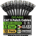 GEARit Cat 6 Ethernet Patch Cable 1.5 ft Black Cat6 Patch Cables 1.5ft by GEARit