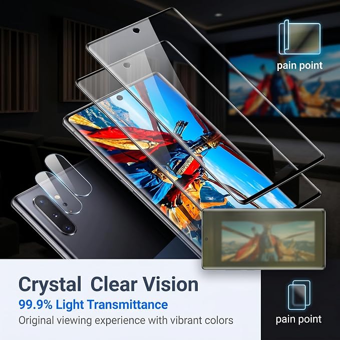 2 Pack Galaxy Note 10 Plus Screen Protector, HD Clear Tempered Glass, 2 Pack - Image 3