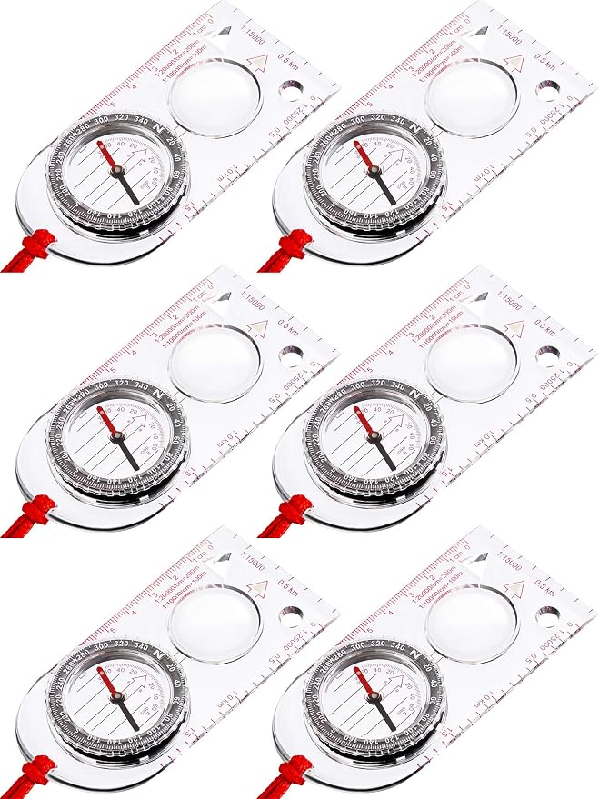 Gejoy 6 Pcs Orienteering Compass Bulk Portable Survival Compass Scout Learning by Unknown
