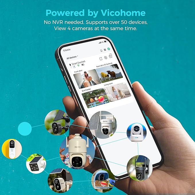 Vicohome 3CQ1 AI 2K Solar Security Camera Wireless Outdoor, Battery Powered - Image 2