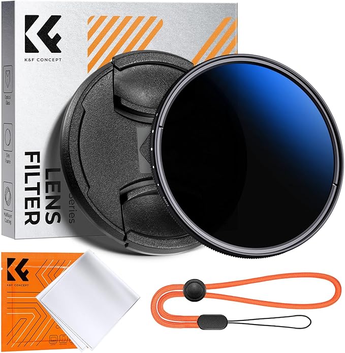 K&F CONCEPT 49mm Variable ND Camera Lens Filter ND2-ND400 + Filter Cap + by KFCONCEPT
