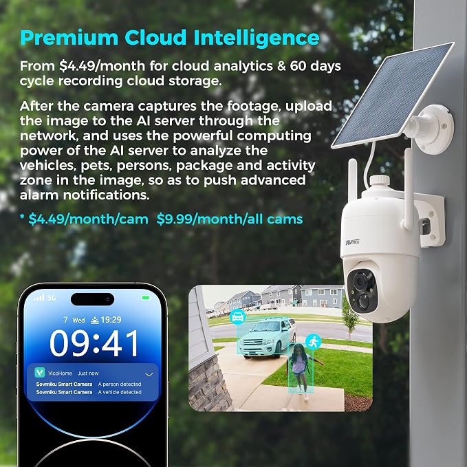 Vicohome 4CQ1 AI 2K Solar Security Camera Wireless Outdoor, Battery Powered - Image 4