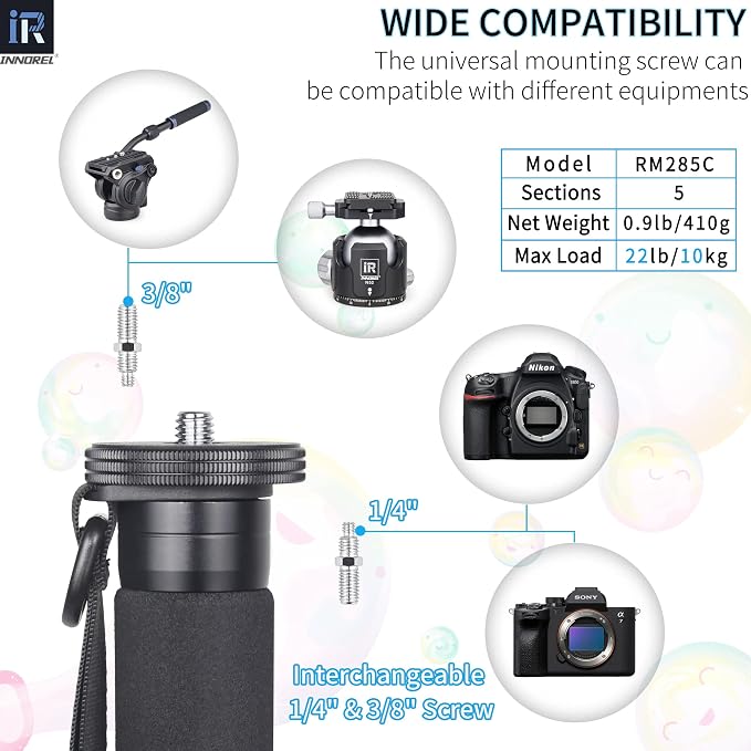 Carbon Fiber Camera Monopod INNOREL RM285C Professional Portable Compact - Image 2