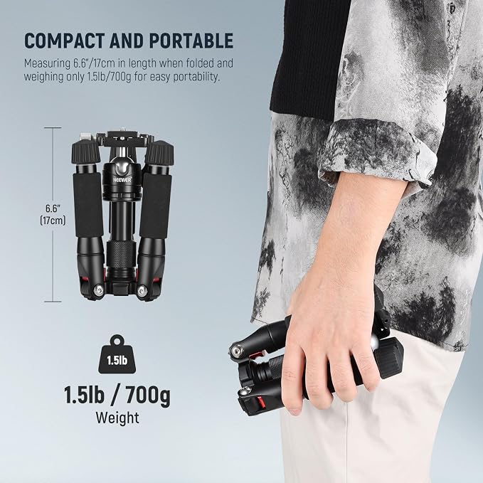 NEEWER Desktop Mini Tripod, 360° Ball Head, 1/4" QR Plate - Image 7