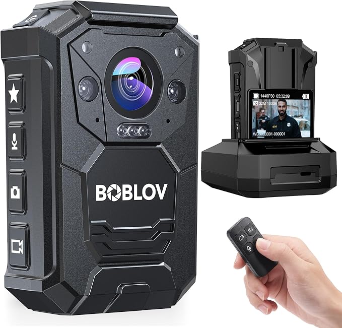 BOBLOV M12 2K Body Camera with Remote, 3500mAh Battery by BOBLOV