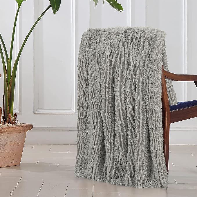 Tuddrom Decorative Extra Soft Fuzzy Faux Fur Throw Blanket 50" x 60", Solid - Image 5