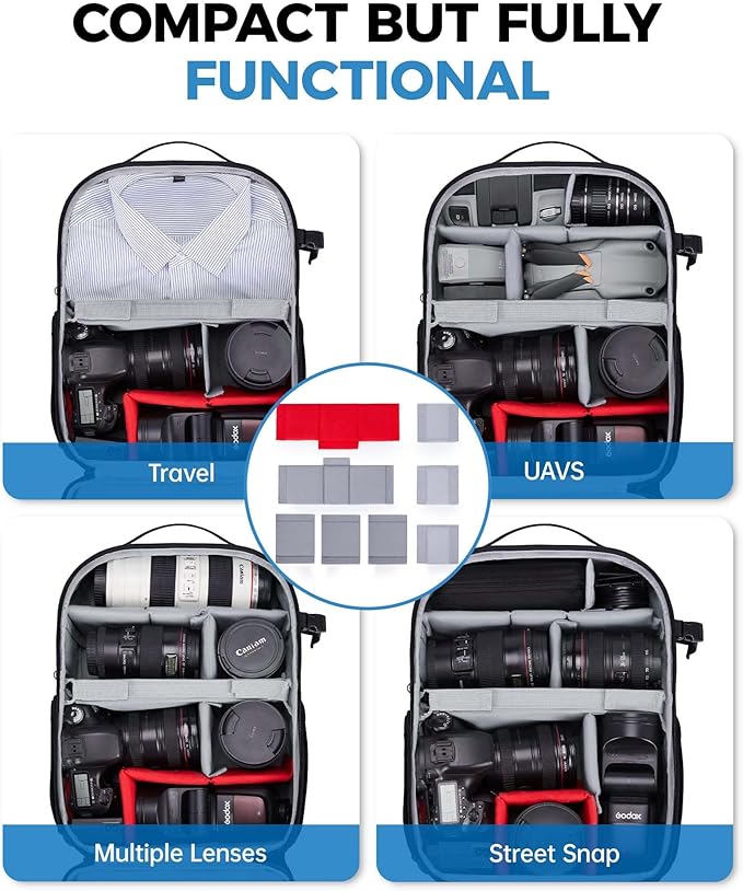 BAGSMART Camera Bag for Photographers, Professional Camera Bag Fits up to 15.6" - Image 4