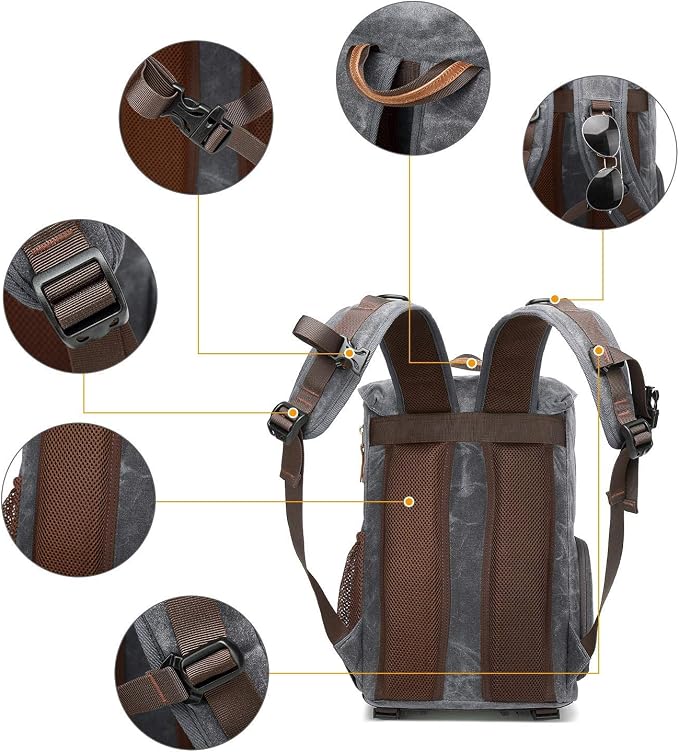 UBAYMAX Camera Backpack, DSLR SLR Waterproof Canvas Camera Bags Rucksack 15.6 - Image 7
