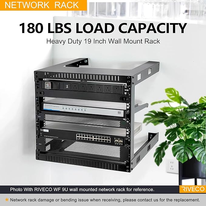 RIVECO 15U Cabinet 19" Wall Mount Shelf Network Rack – 17.7" Deep 2 Post Open - Image 4