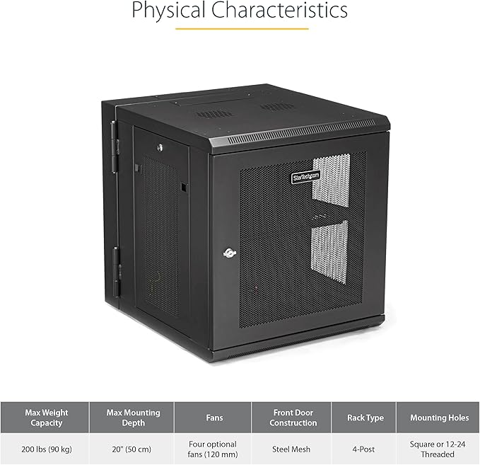 StarTech.com 4-Post 12U Wall Mount Network Cabinet - Image 4