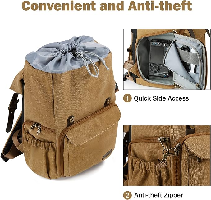 BAGSMART Camera Backpack, DSLR Camera Bag, Waterproof Camera Bag Backpack - Image 4