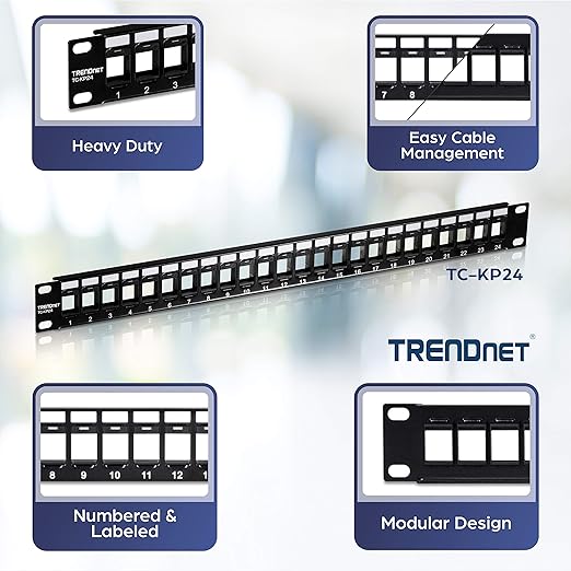 TRENDnet 24-Port Blank Keystone 1U Patch Panels, 1U 19" Metal Rackmount Housing - Image 2