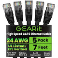 GEARit Cat 6 Ethernet Patch Cable 7 ft Black Cat6 Patch Cables 7ft by GEARit