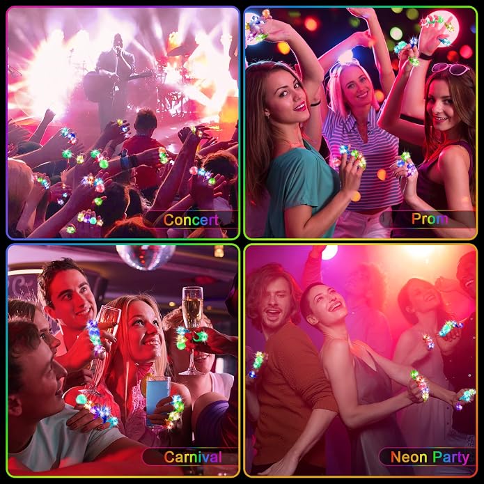 OLUPP Light Up Rings, Glow In The Dark Party Supplies, 6 Style Flashing Glow In - Image 4