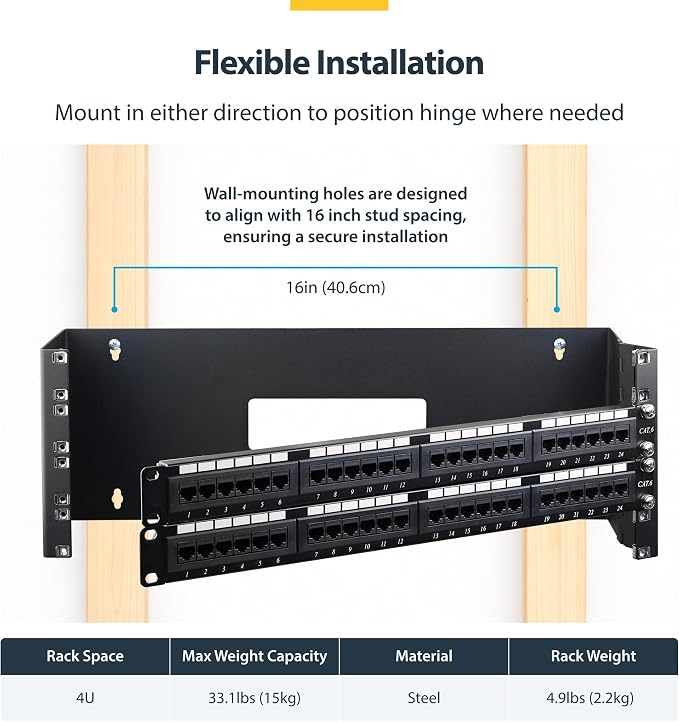 StarTech.com 4U Hinged Wall Mount Patch Panel Bracket - Image 4