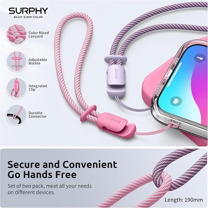 SURPHY 2 Pack Phone Lanyard for Cellphone Case, Phone Wrist Strap for Case - Image 3