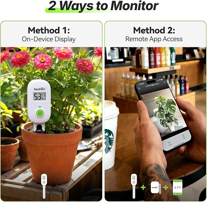 RAINPOINT Smart Digital Wireless Plant Moisture Meter Houseplants Indoor WiFi - Image 2