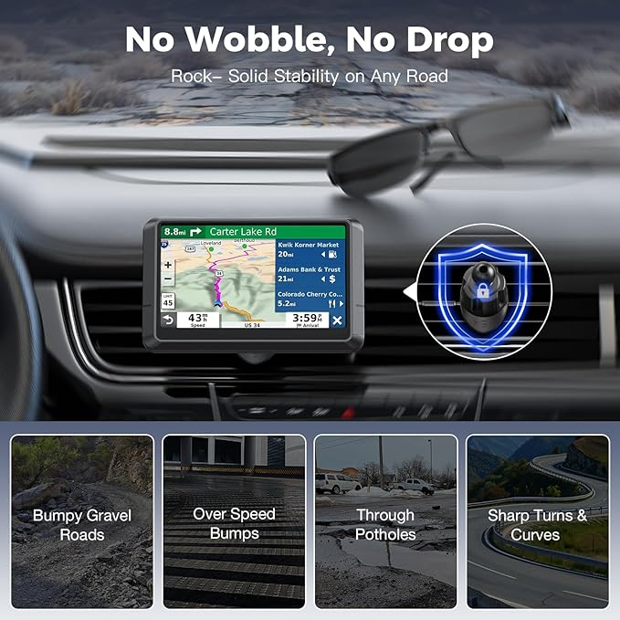 Garmin GPS Car Mount – Upgraded Metal Hook Air Vent Holder, 17mm Ball Air Vent - Image 3