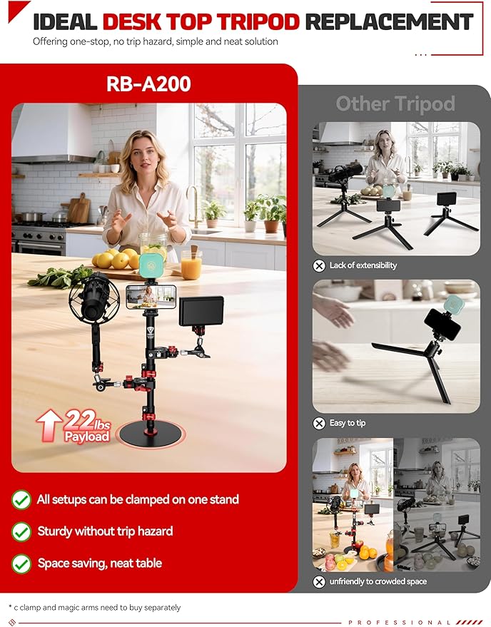 IFOOTAGE A200 Round Base Monopod, Aluminum Tabletop Small Tripod, Compatible - Image 3