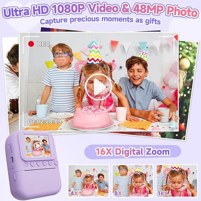 Kids Camera Instant Print, Portable Toddler Camera Toys - Image 3