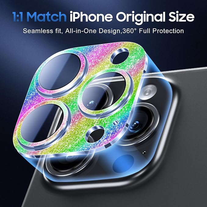 UniqueMe for 3 Pack iPhone 16 Pro/iPhone 16 Pro Max Camera Lens Protector - Image 5