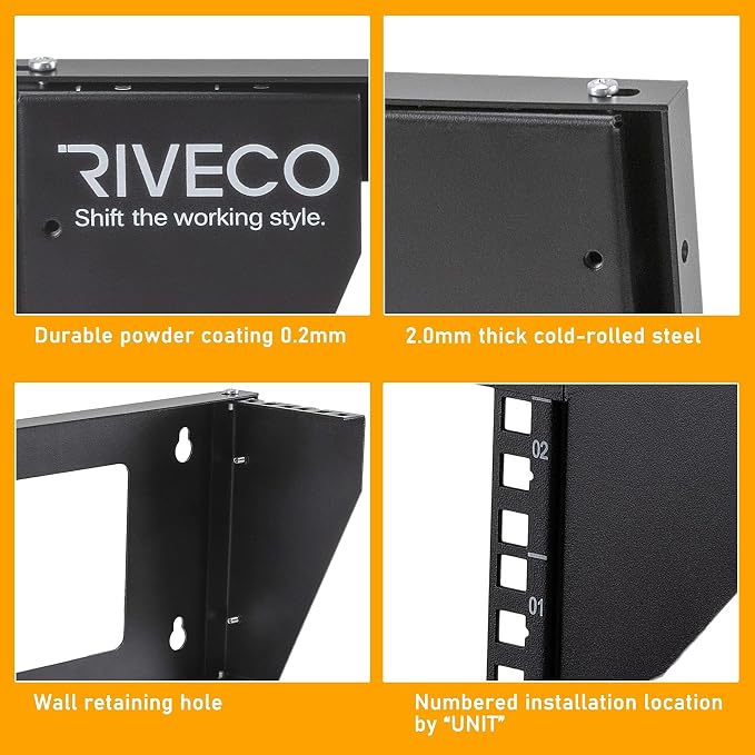 RIVECO 5U Wall Mount Vertical Rack Network Bracket Firm Constructed Easy - Image 4