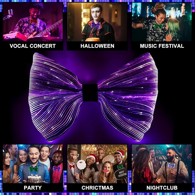 light up bow tie LED Fiber Optic Bowtie 7 Colors & 5 Modes - Image 5