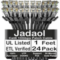 Jadaol Cat6 1ft 24 Pack Patch Cables, 10Gbps High-Speed Ethernet Patch Cables by Jadaol