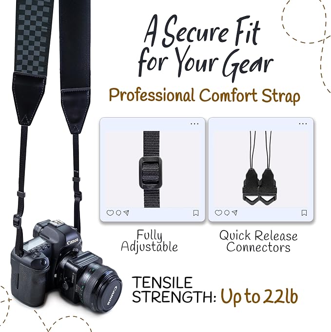 Art Tribute Camera Strap For Photographers Padded Universal Fit Neck Shoulder & - Image 4