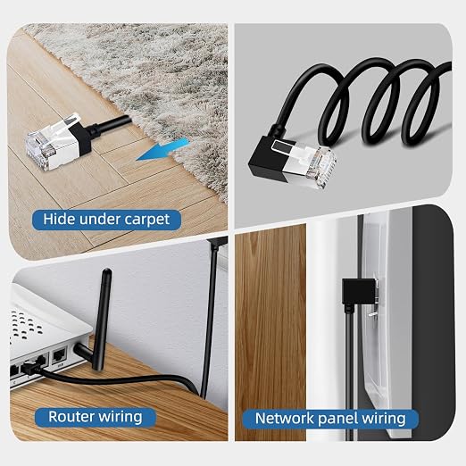 Flexible Cat 6 Ethernet Cable 90° Right Angled 10 Feet, Ultra Thin & Slim Rj45 - Image 4