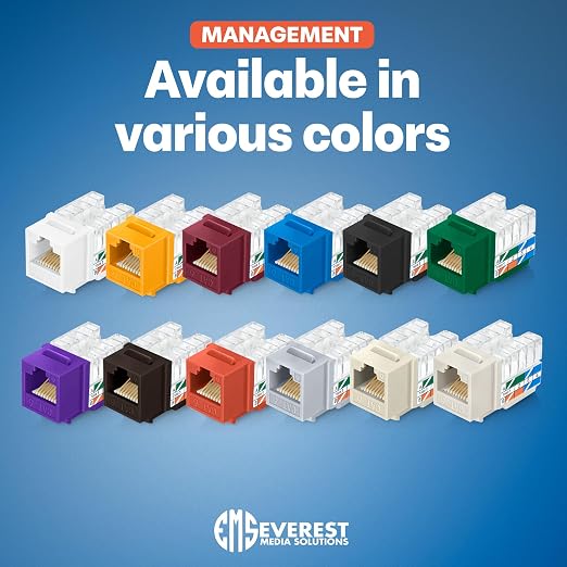 Everest 90° Angled RJ45 Cat6 Keystone Jacks 20-Pack in Gray - Image 7