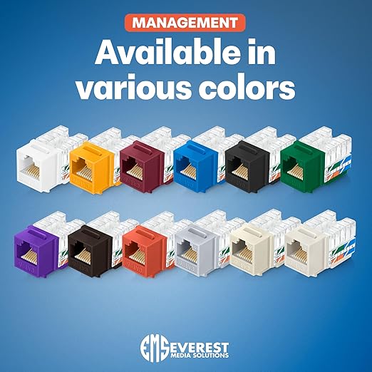 Everest 90° Angled RJ45 Cat6 Keystone Jacks 10-Pack in Red - Image 7