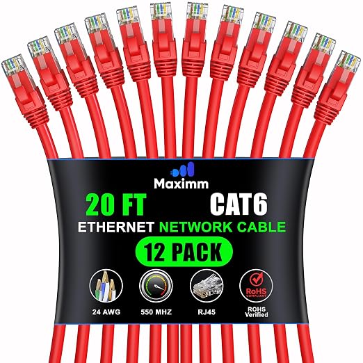 Maximm Cat 6 Ethernet Cable - 20 ft - High-Speed LAN by MaximmCable