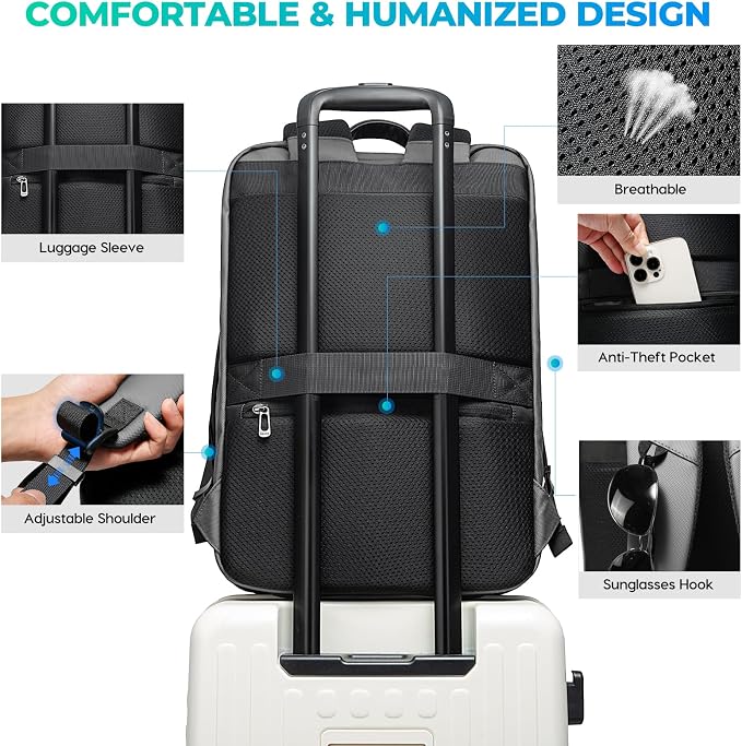 BANGE Business Travel Backpack, Waterproof Fashion Tech Backpacks, Laptop - Image 5