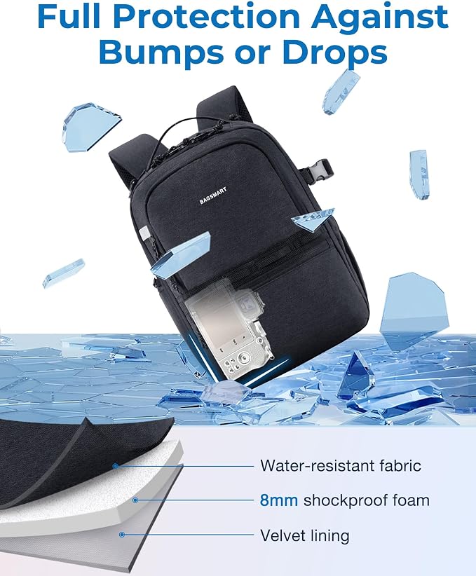 BAGSMART Camera Backpack, DSLR SLR Small Camera Bags - Image 3