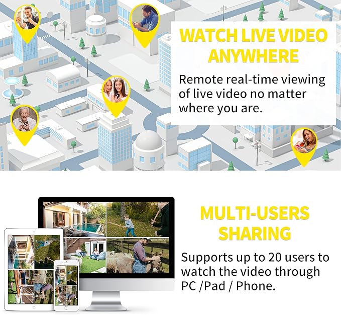 Septekon 2K Home Security Cameras 4 Pack, 2.4G Wired WiFi Security Camera - Image 8