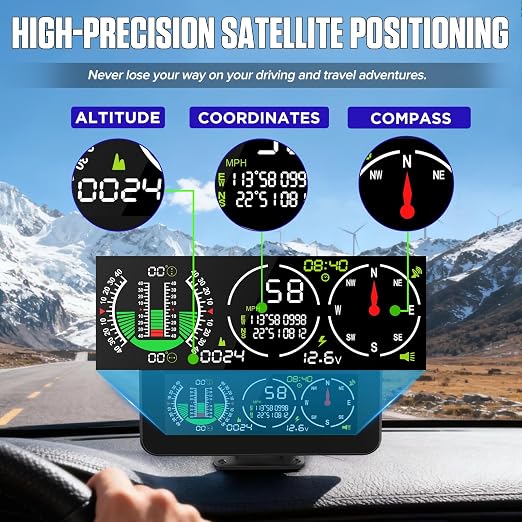 M60 Car Inclinometer for Off-Road SUV Vehicles, MPH KMH GPS Speedometer - Image 4