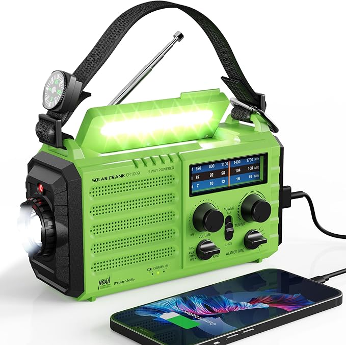 Raynic Weather Radio, 5000mAh/18500mWh Solar Hand Crank Emergency Radio by Raynic