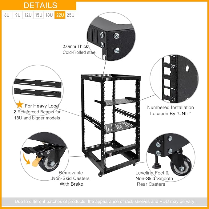 RIVECO 22U Open Frame Server Rack - Image 4