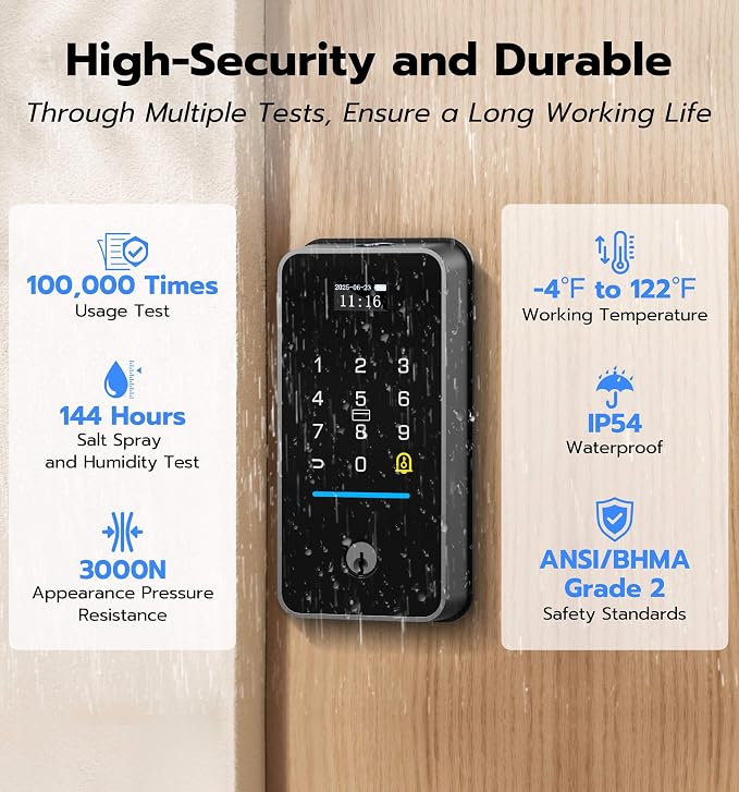 Anweller Smart Deadbolt Lock, WiFi Fingerprint Keyless Entry Door Lock - Image 8