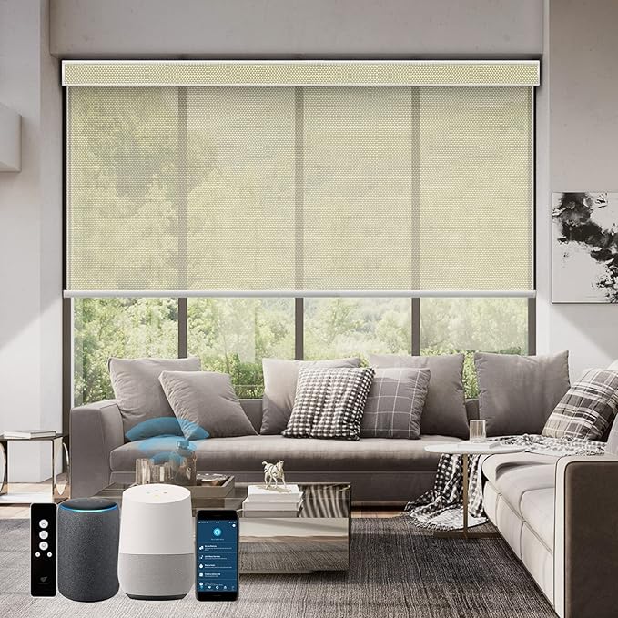 SmartWings Motorized Roller Shades 5% Openness Work by SmartWings
