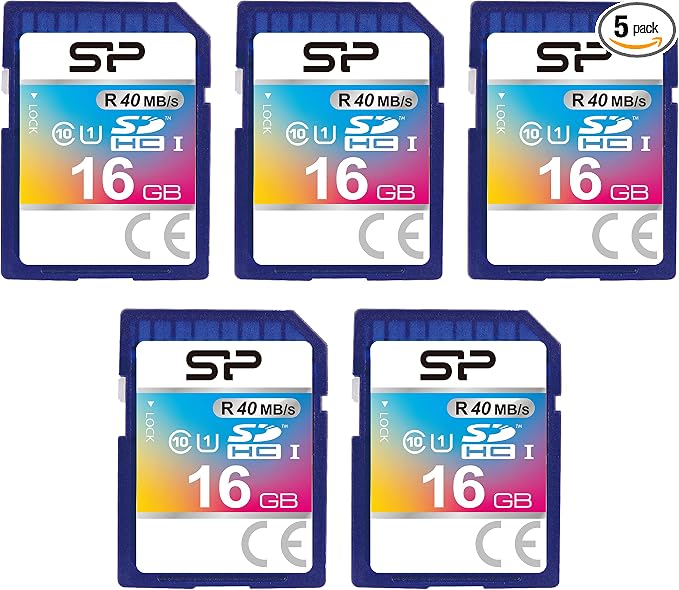 Silicon Power 16GB 5-Pack SDHC Class 10 UHS-1 Flash Memory Card by Silicon Power by SPSiliconPower