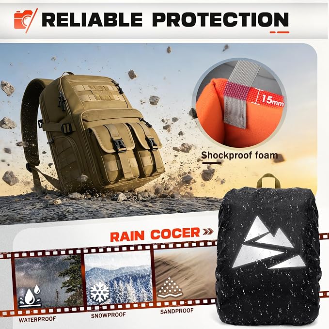 RAINSMORE Camera Bag Backpack for DSLR/SLR/Mirrorless Camera Bags for - Image 4