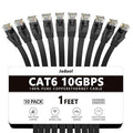 Jadaol Cat 6 Ethernet Cable 1ft 10-Pack, 10Gbps Support Cat8 Cat7 Network by Jadaol